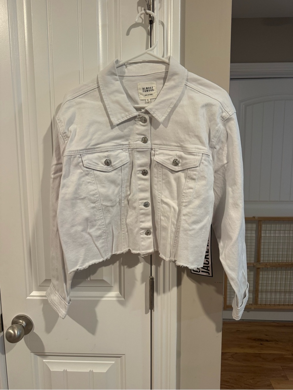 NWT Almost Famous White Cropped Denim Jacket